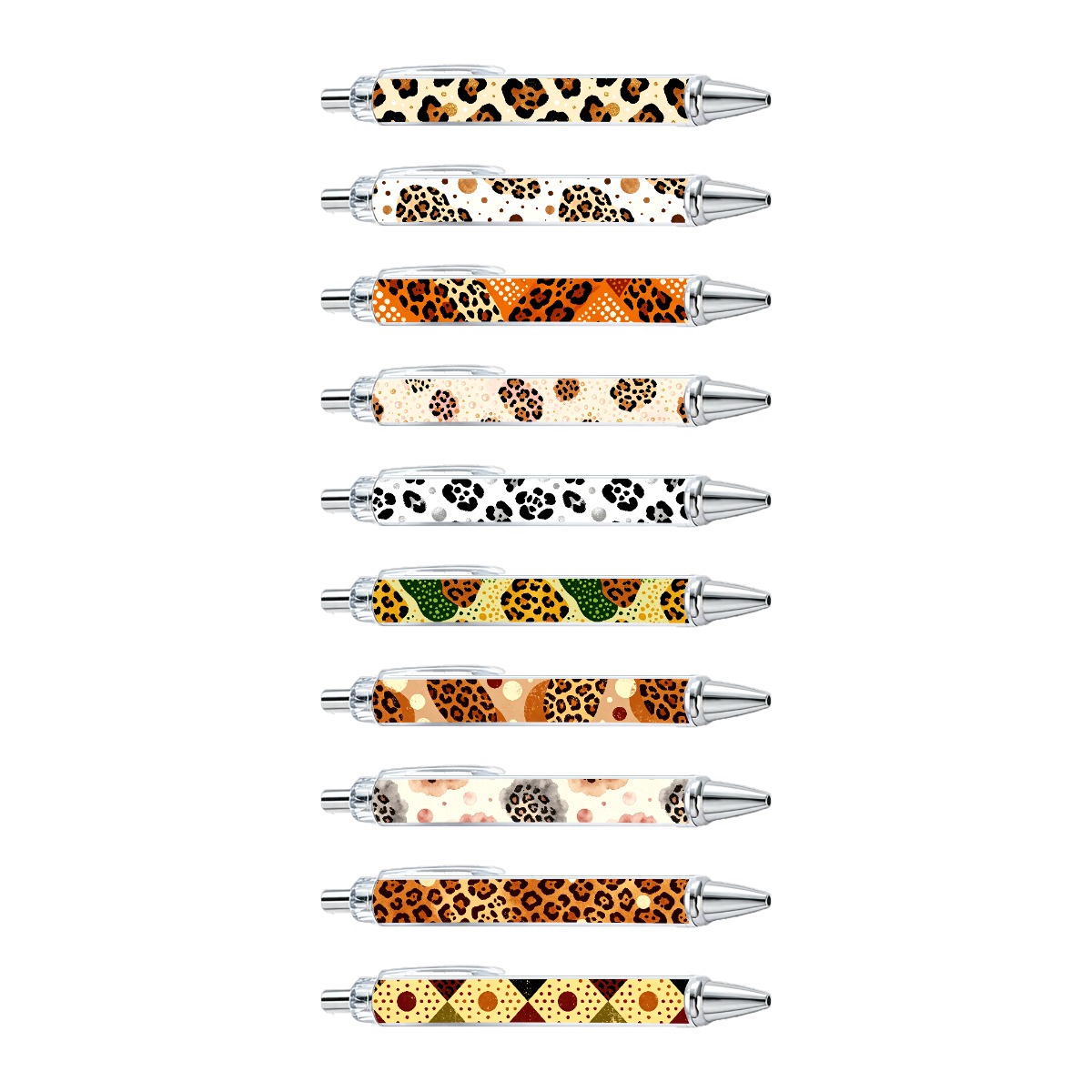 Leopard Print Push Pens - 10-Pack