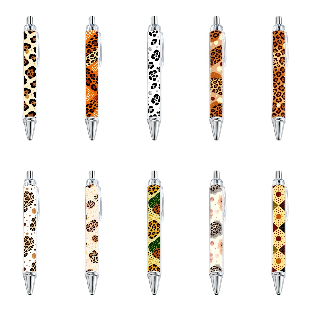 Leopard Print Push Pens - 10-Pack