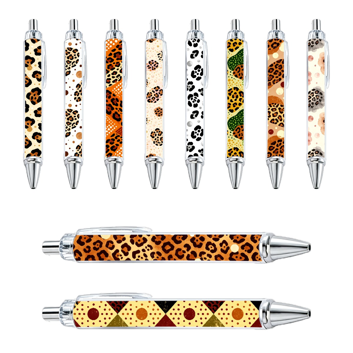 Leopard Print Push Pens - 10-Pack