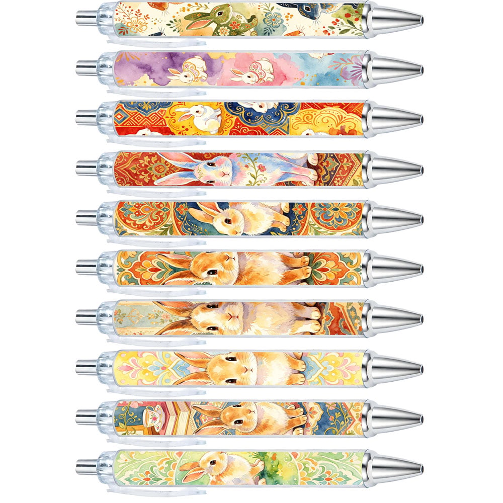 Rabbit Design Retractable Ballpoint Pens - 10-Pack