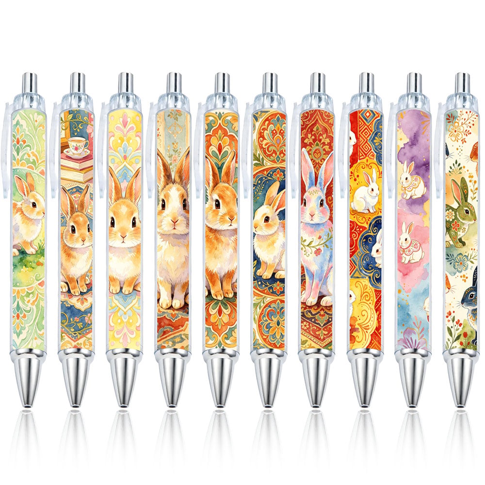 Rabbit Design Retractable Ballpoint Pens - 10-Pack