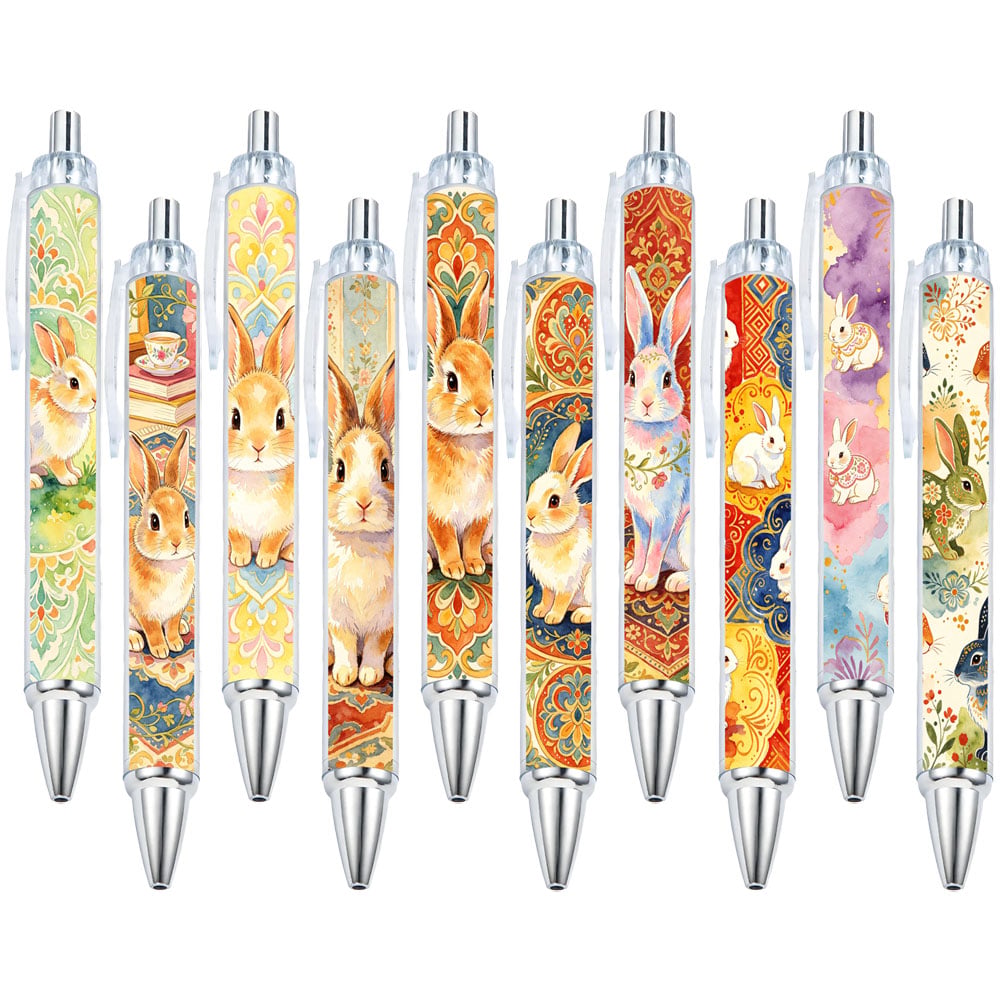 Rabbit Design Retractable Ballpoint Pens - 10-Pack