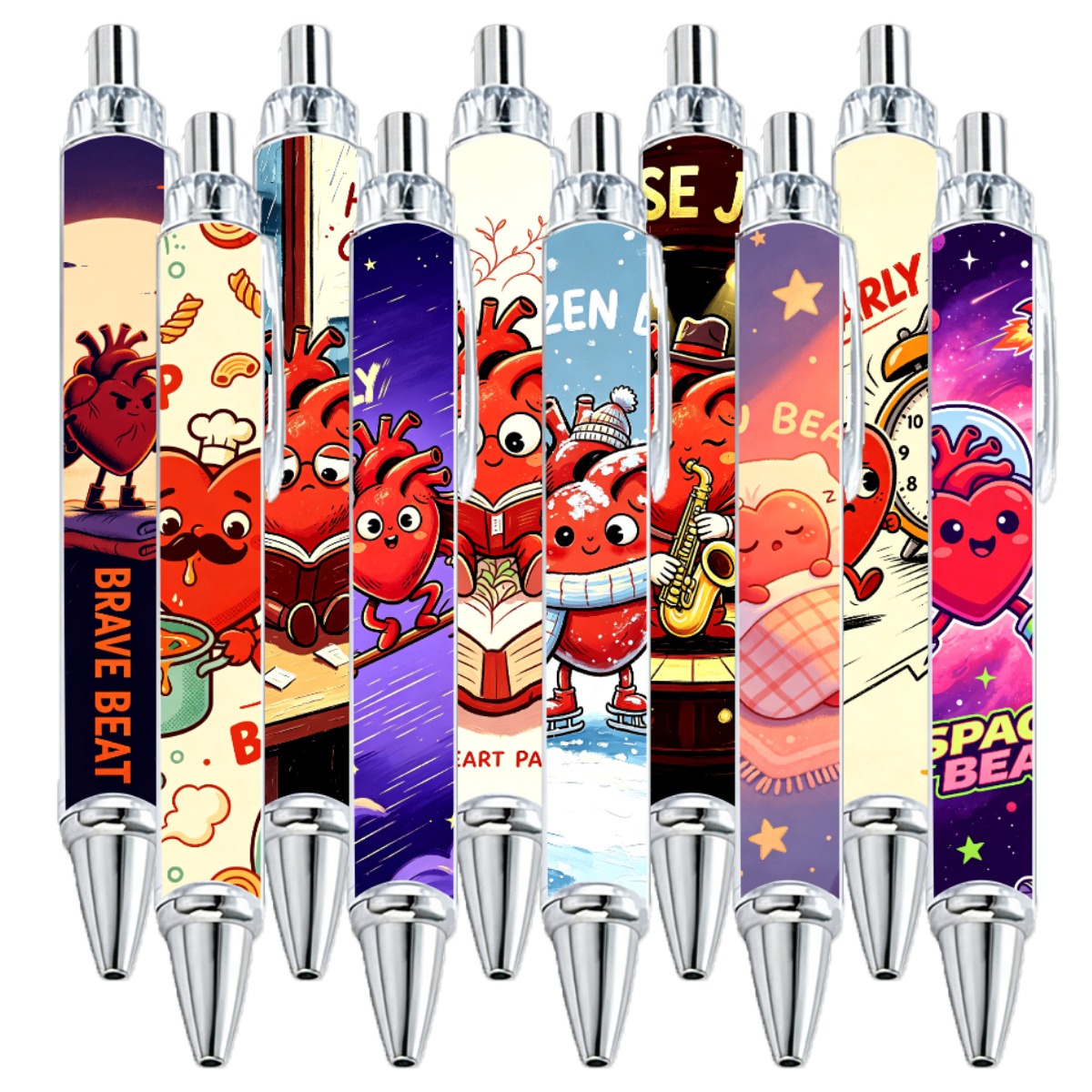 Heart-Themed Gel Pens - 10-Pack