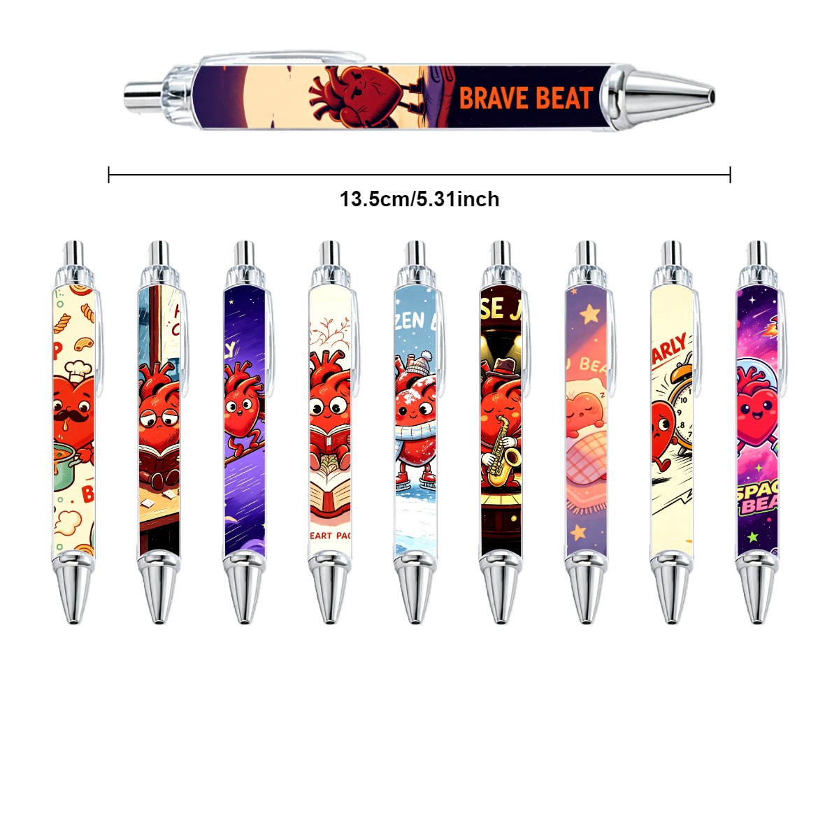 Heart-Themed Gel Pens - 10-Pack