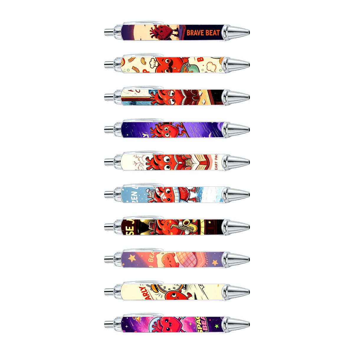 Heart-Themed Gel Pens - 10-Pack