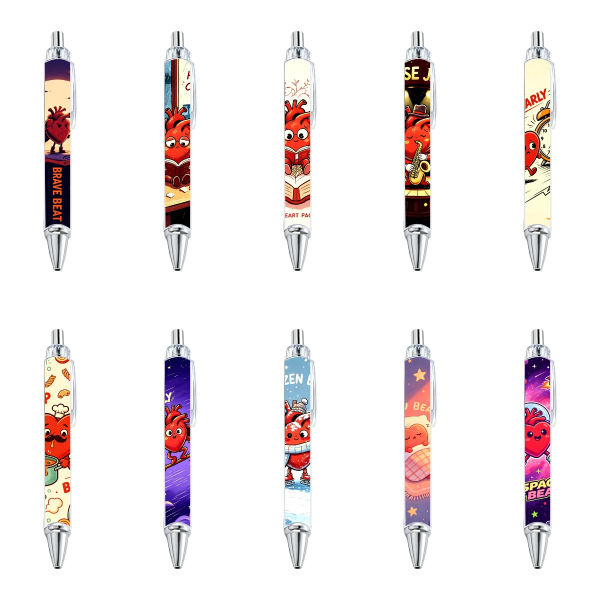 Heart-Themed Gel Pens - 10-Pack