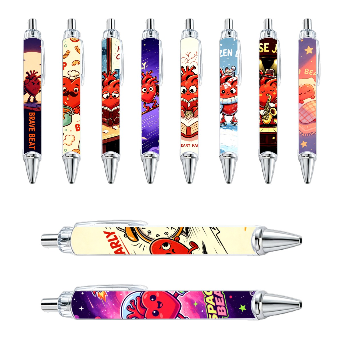 Heart-Themed Gel Pens - 10-Pack