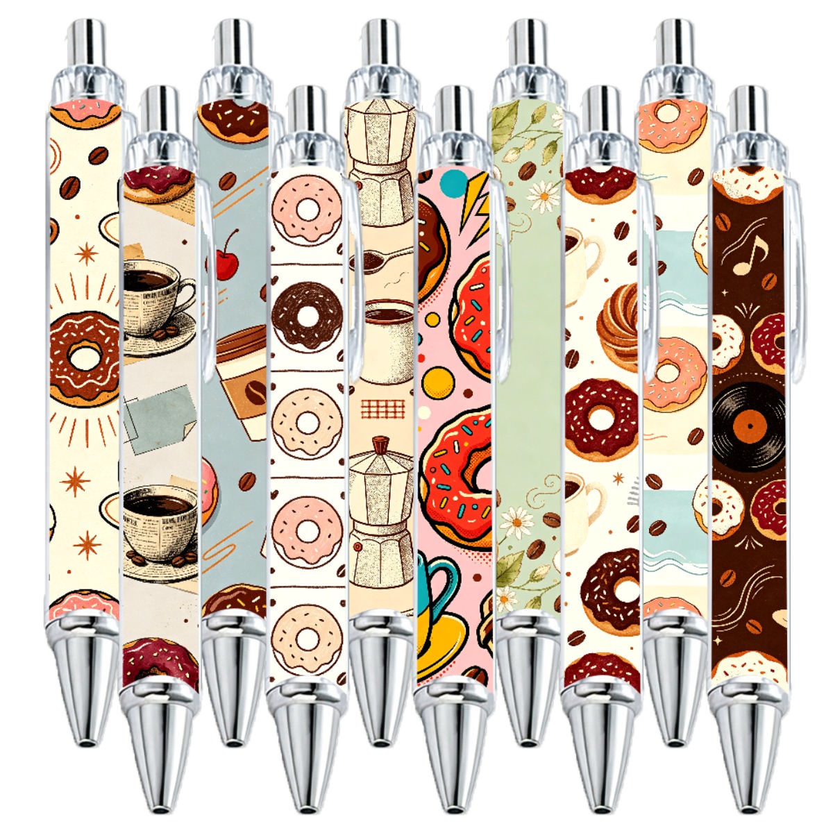 Coffee And Donut Themed Retractable Pens