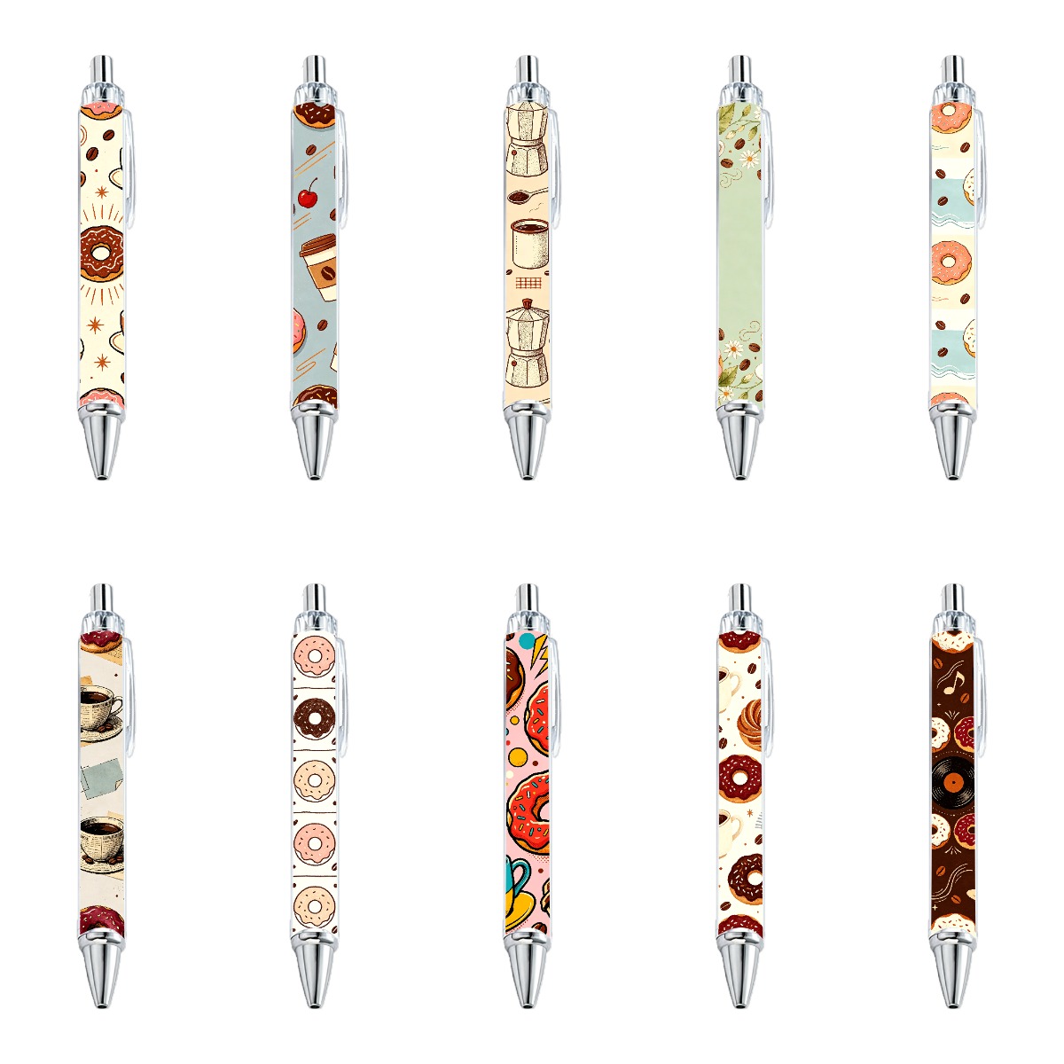 Coffee And Donut Themed Retractable Pens