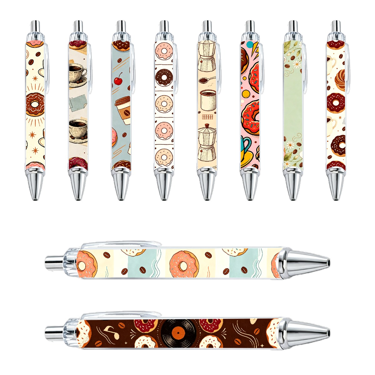 Coffee And Donut Themed Retractable Pens