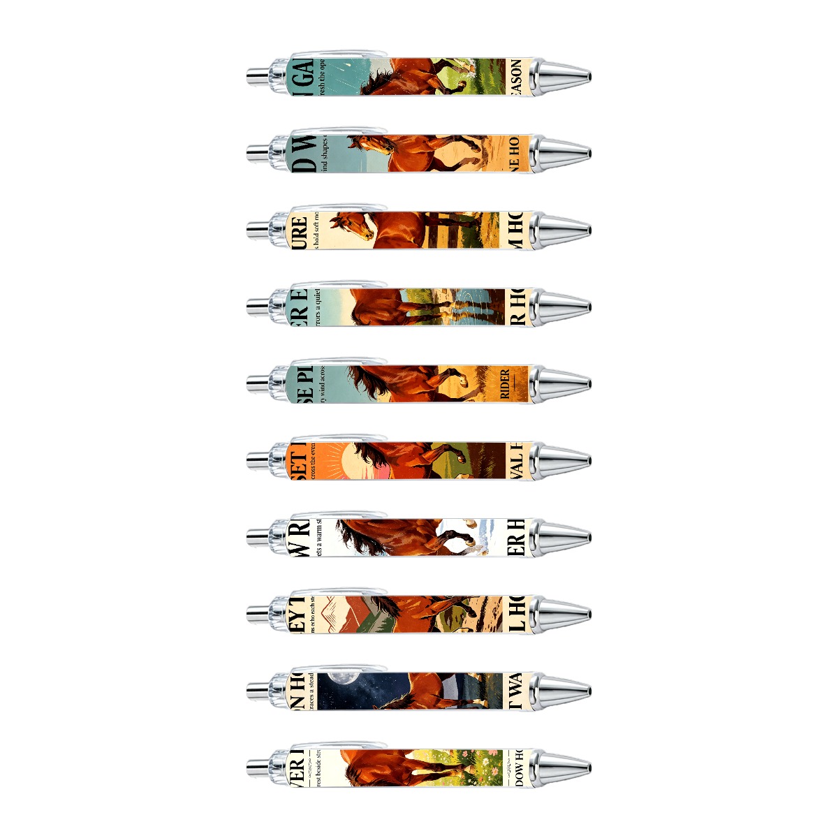 Horse Art Retractable Gel Pens - 10-Pack