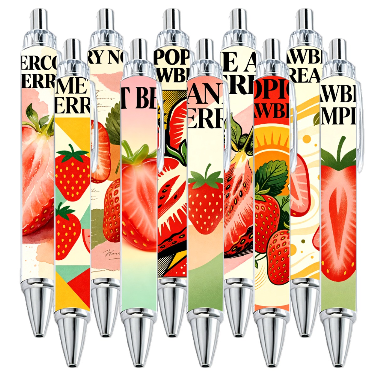 Strawberry Design Gel Pens - 10-Pack