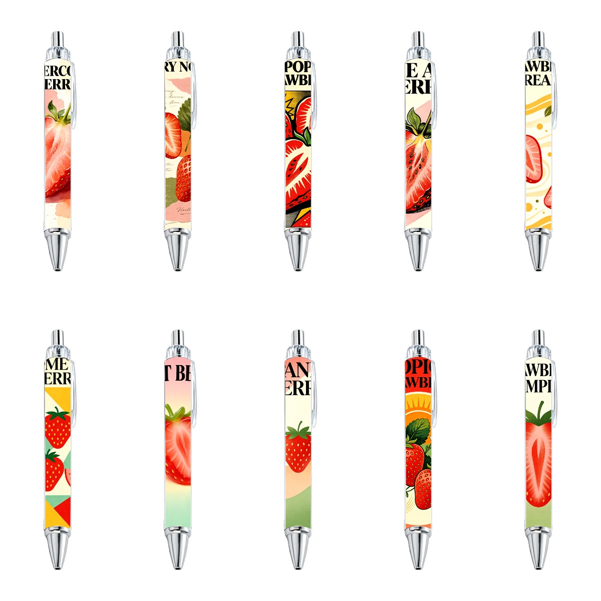 Strawberry Design Gel Pens - 10-Pack