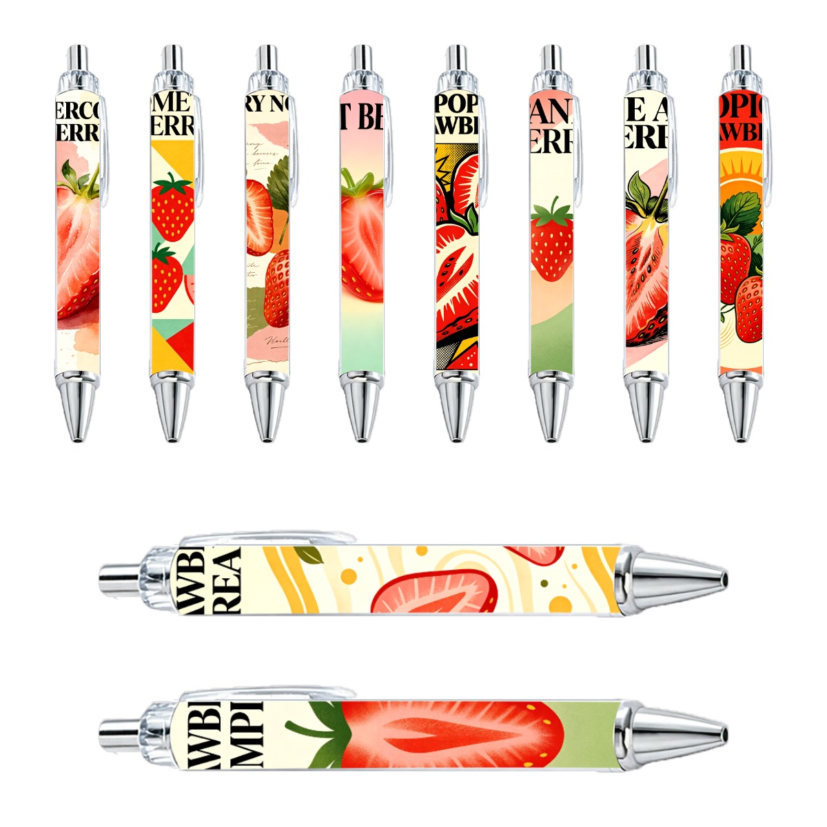 Strawberry Design Gel Pens - 10-Pack