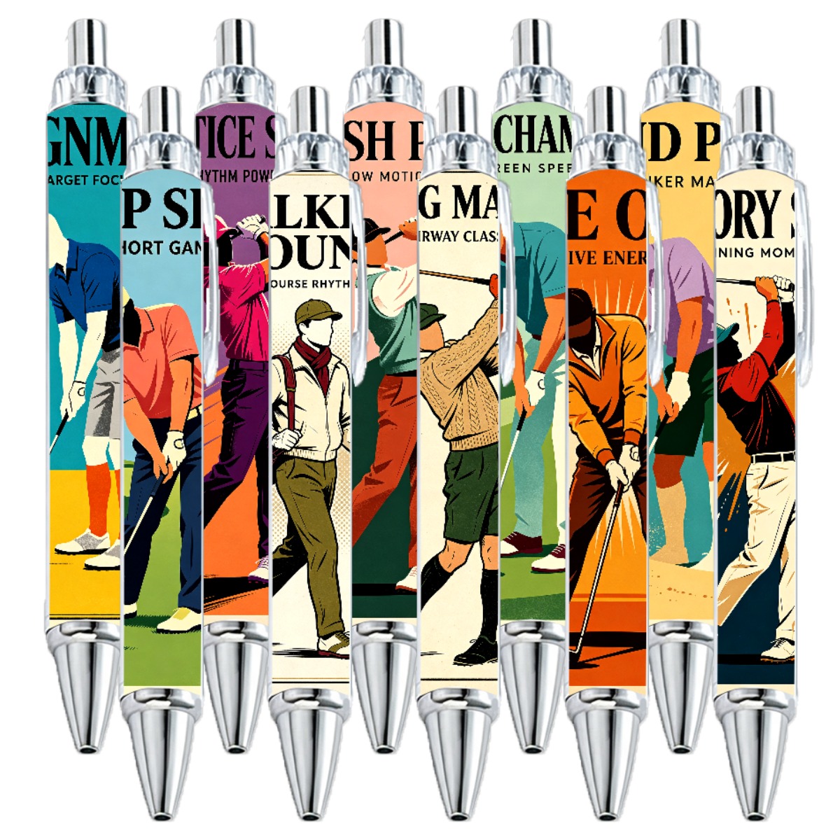 Golf Art Retractable Pens - 10-Pack