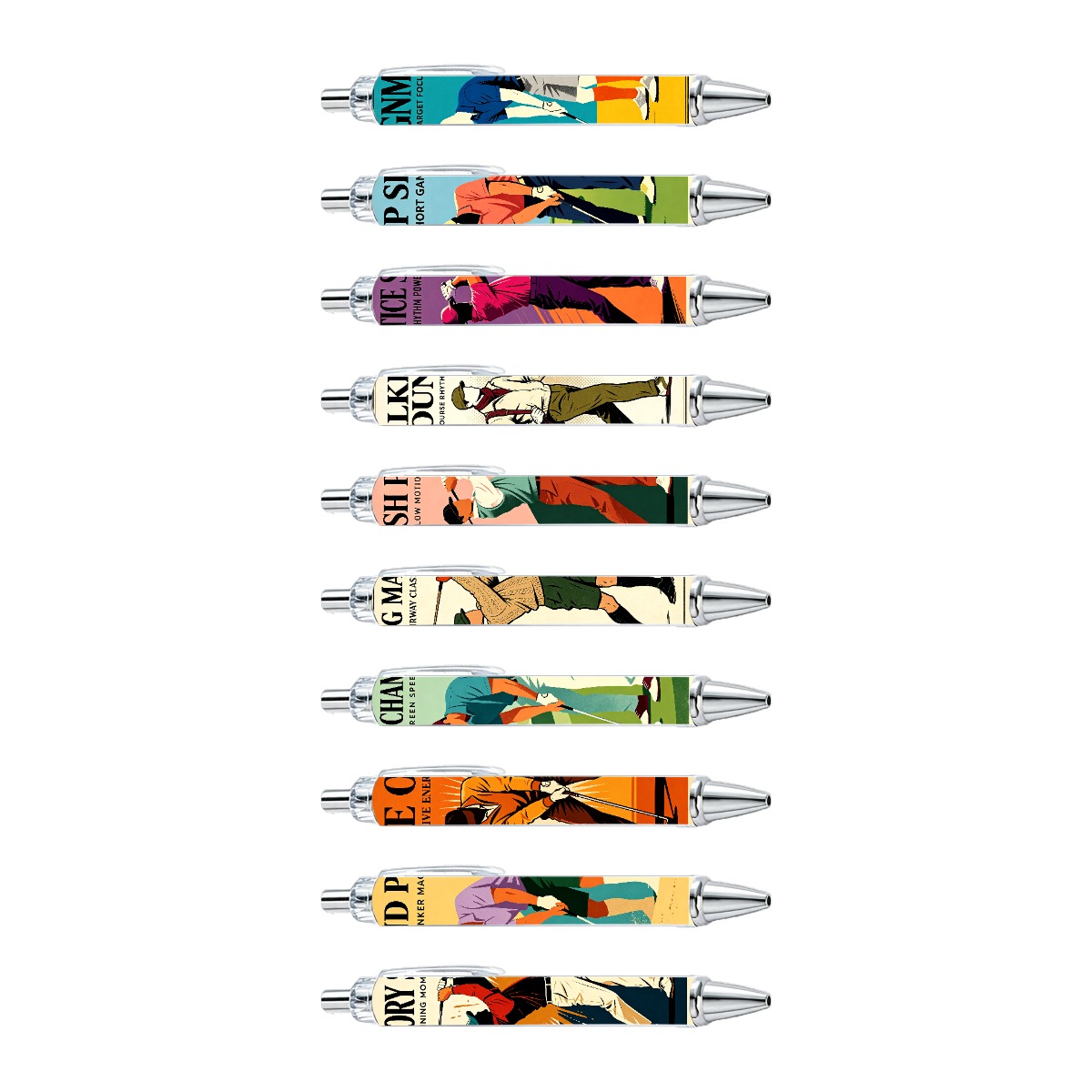 Golf Art Retractable Pens - 10-Pack