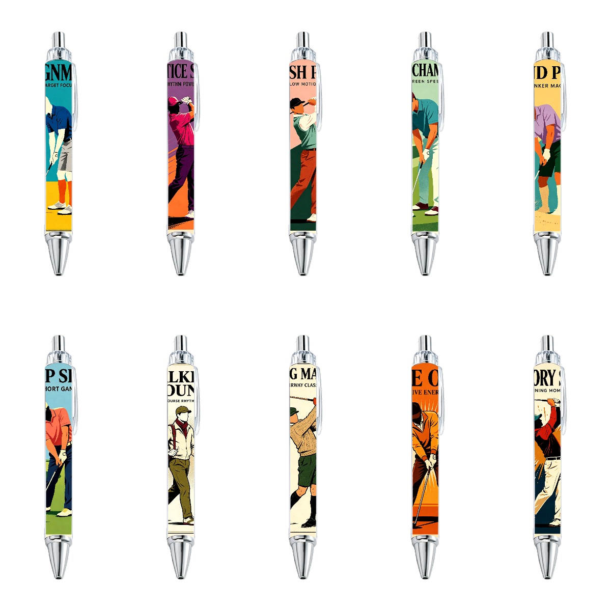 Golf Art Retractable Pens - 10-Pack