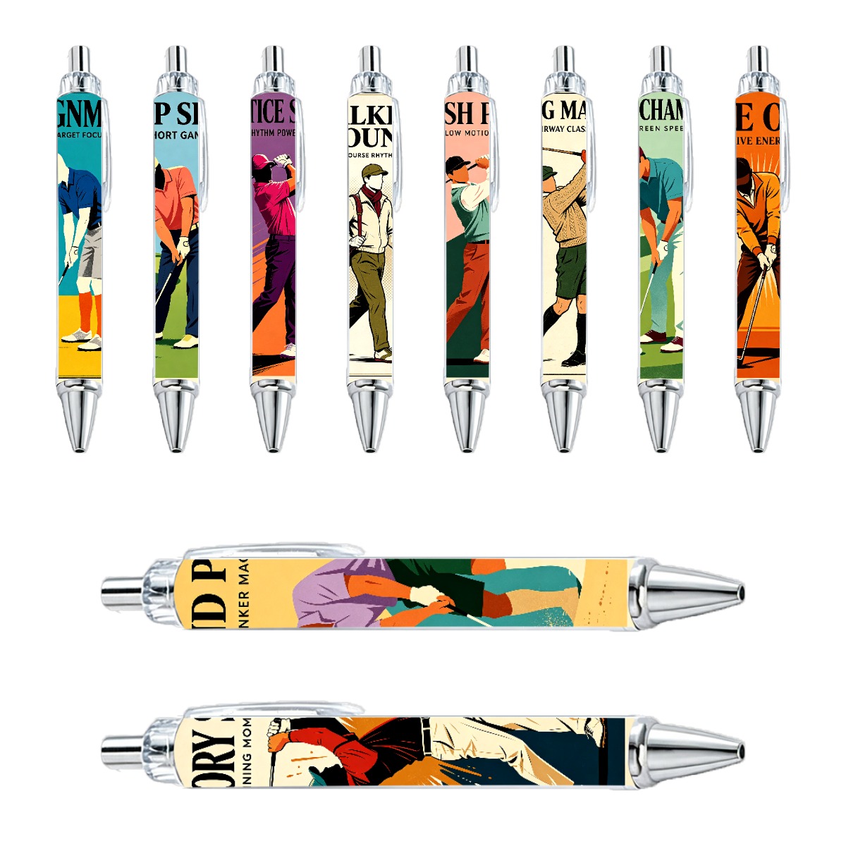 Golf Art Retractable Pens - 10-Pack