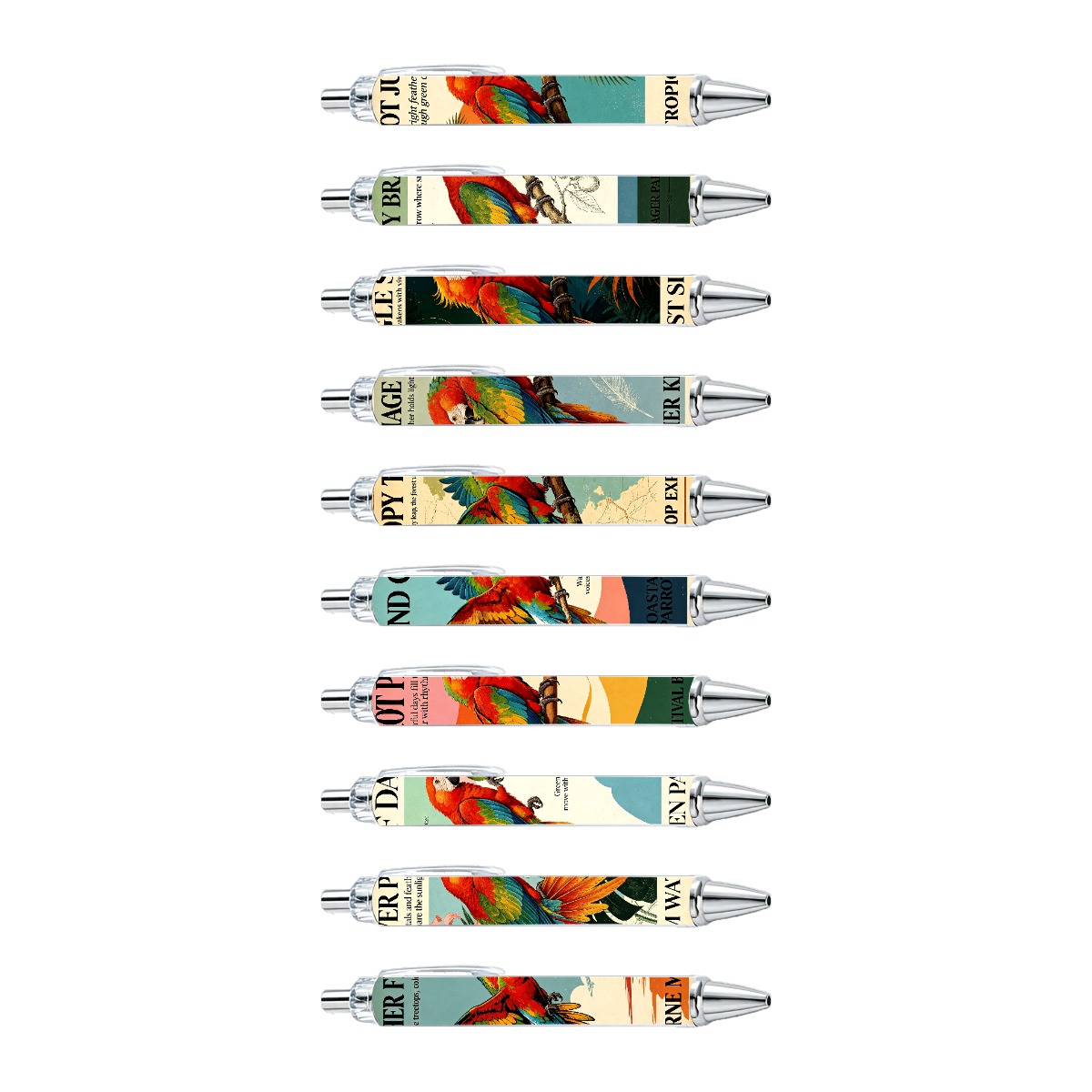 Tropical Parrot Retractable Gel Pens - 10-Pack