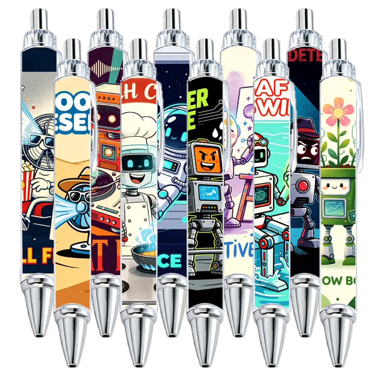 Robot Theme Gel Pens - 10-Pack