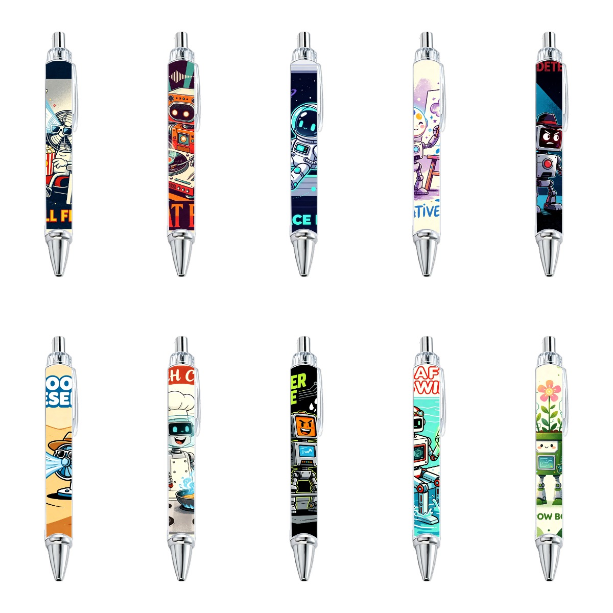 Robot Theme Gel Pens - 10-Pack