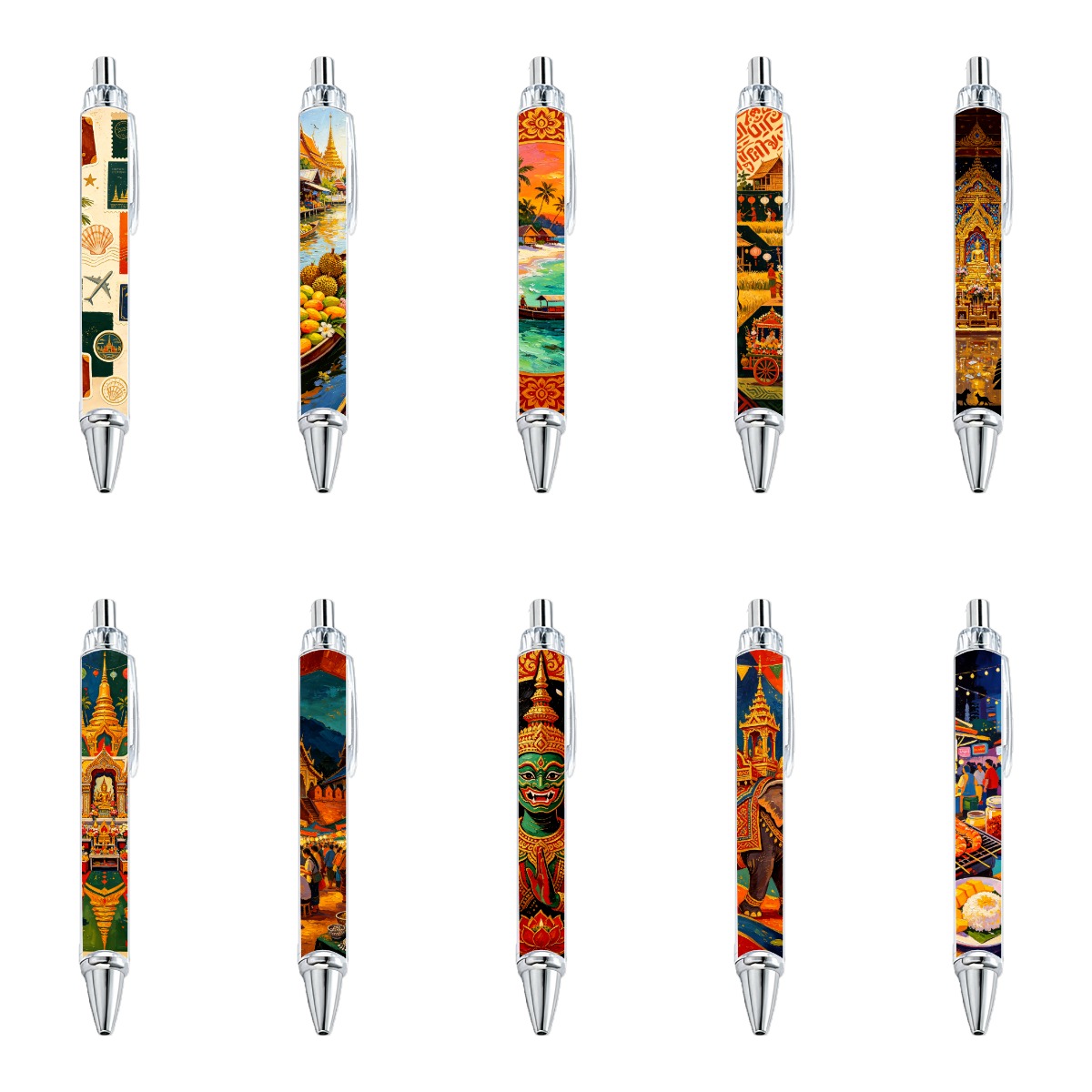 Thai Culture Illustrated Mechanical Pencils - 10-Pack