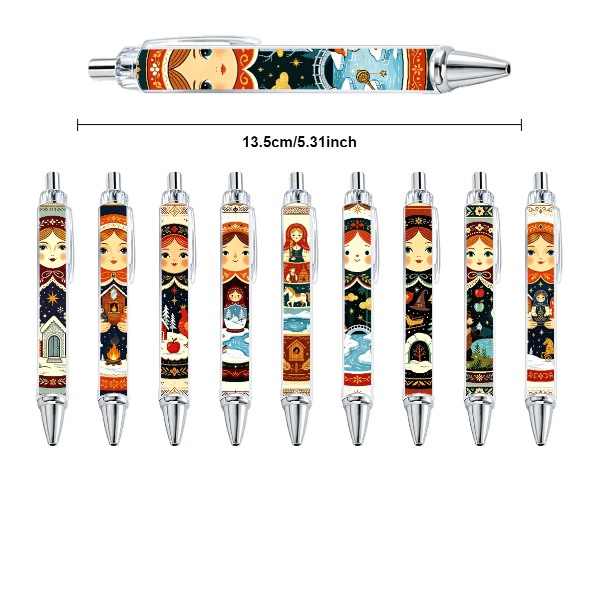 Matryoshka Doll Art Retractable Pens - 10-Pack