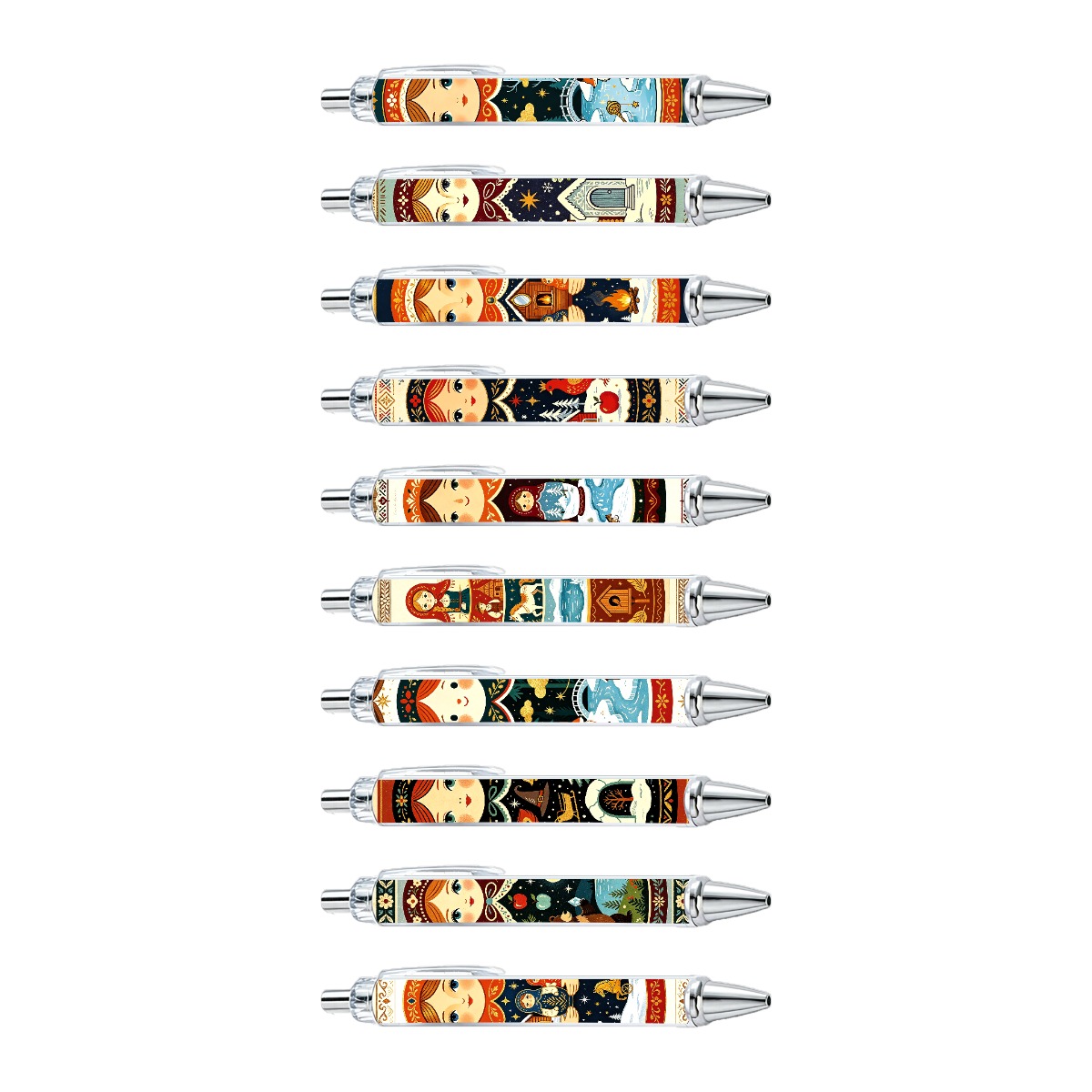 Matryoshka Doll Art Retractable Pens - 10-Pack