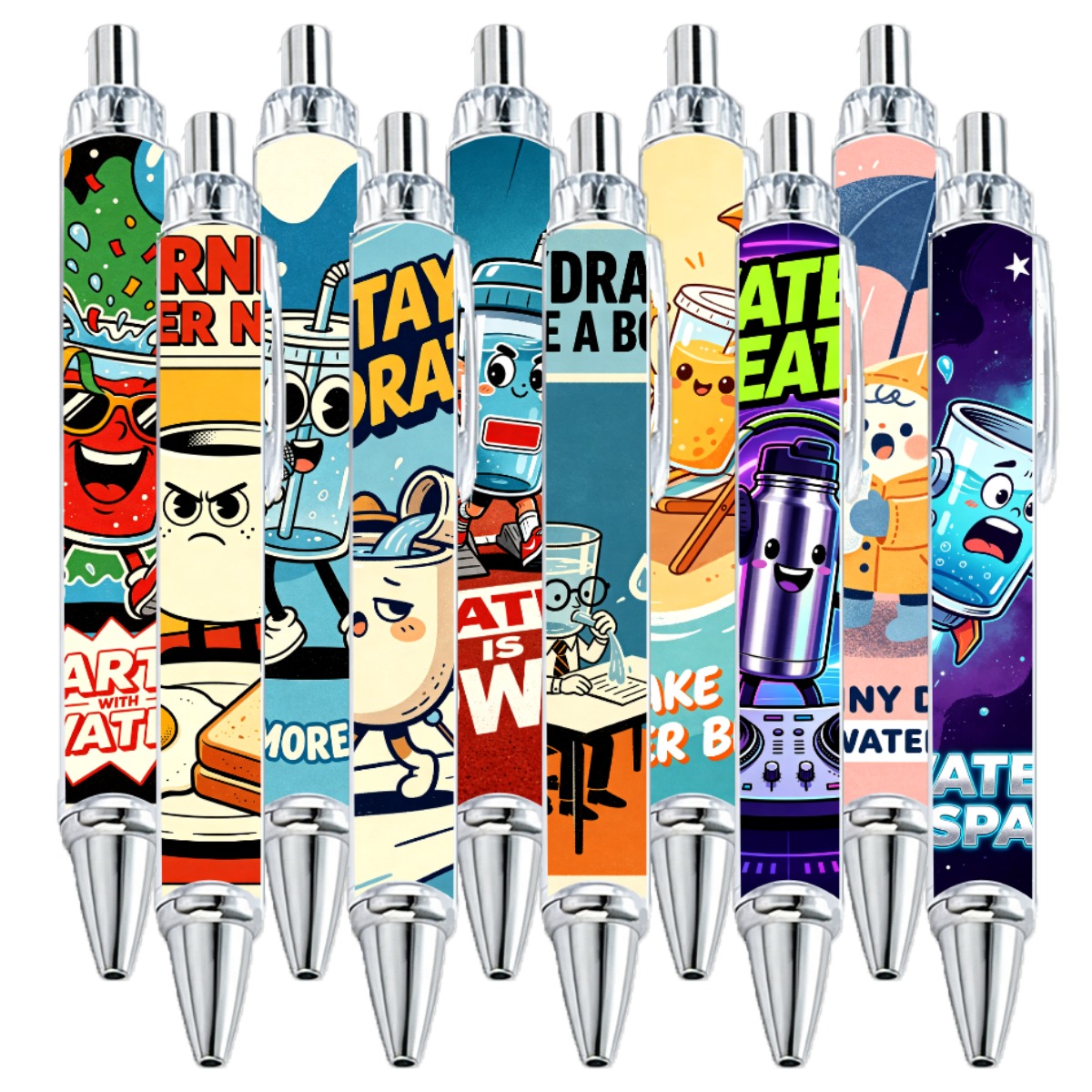 Hydration-Themed Novelty Gel Pen - 10-Pack