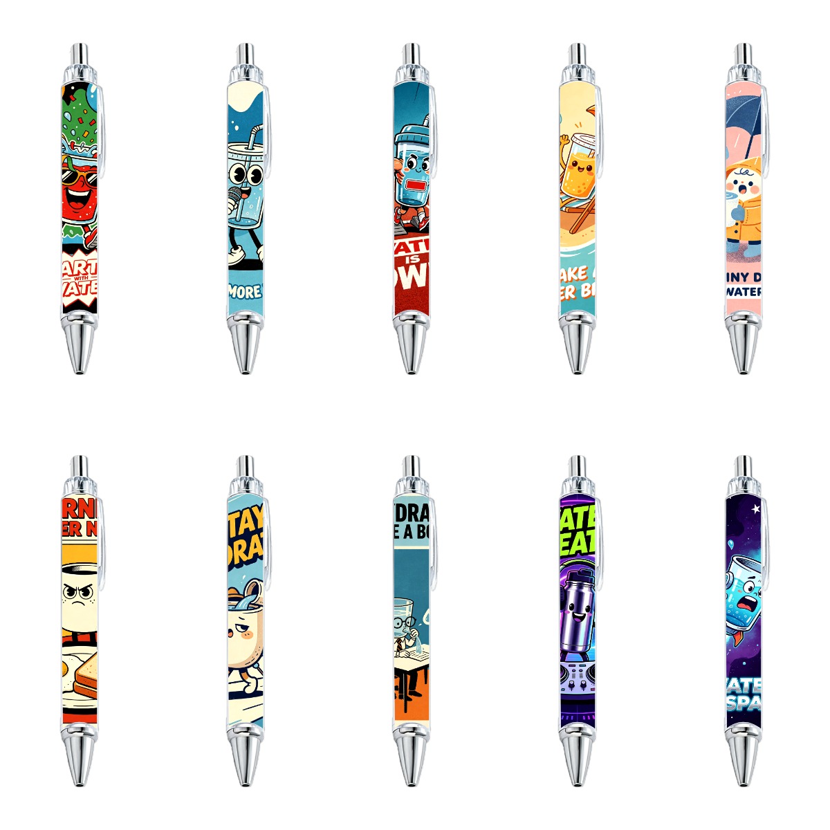 Hydration-Themed Novelty Gel Pen - 10-Pack