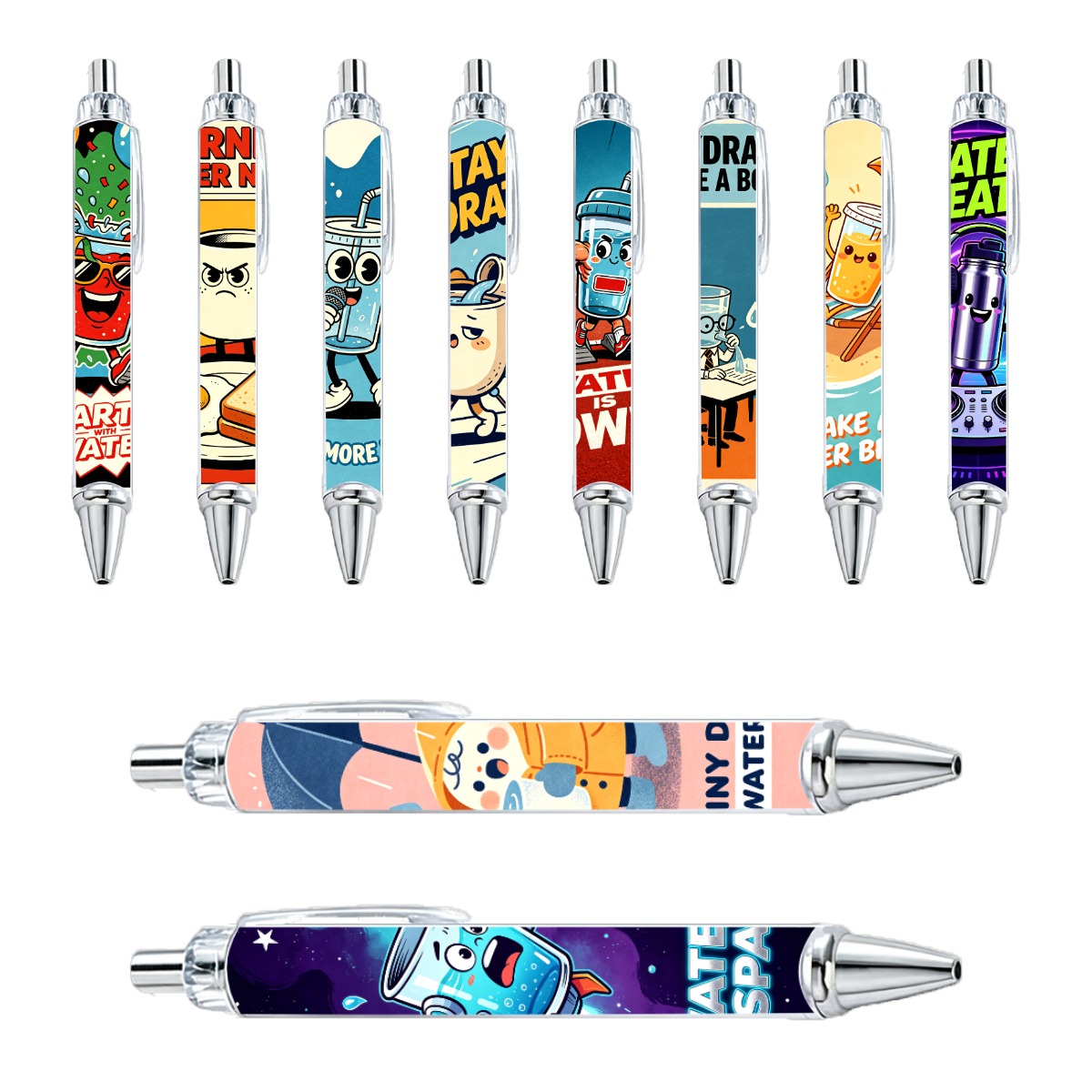 Hydration-Themed Novelty Gel Pen - 10-Pack