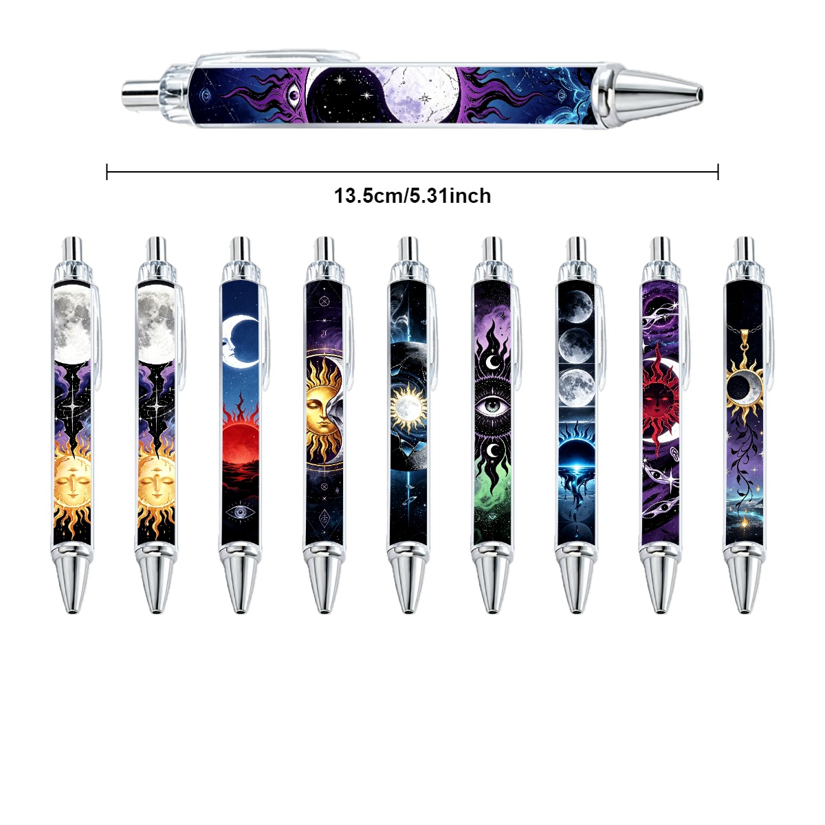 Celestial Sun And Moon Galaxy Retractable Pens - 10-Pack