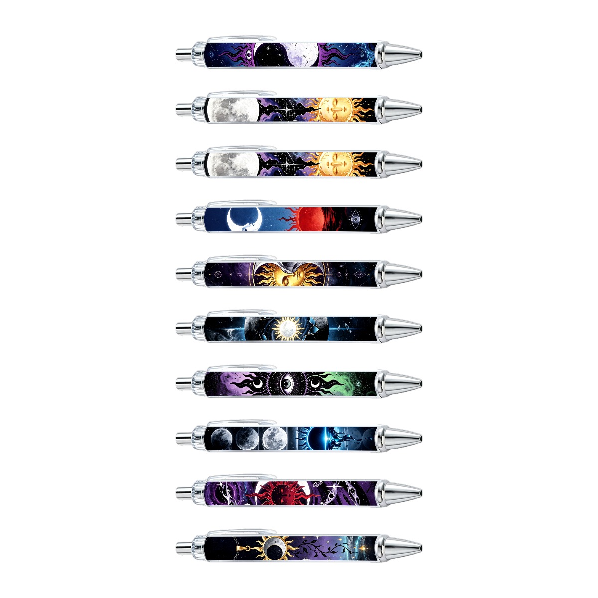 Celestial Sun And Moon Galaxy Retractable Pens - 10-Pack