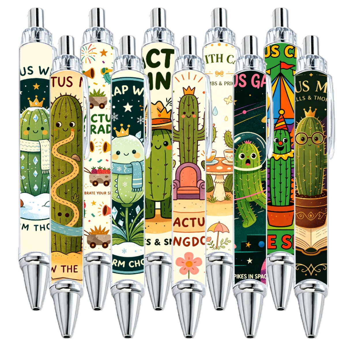 Cactus Theme Gel Pens - 10-Pack