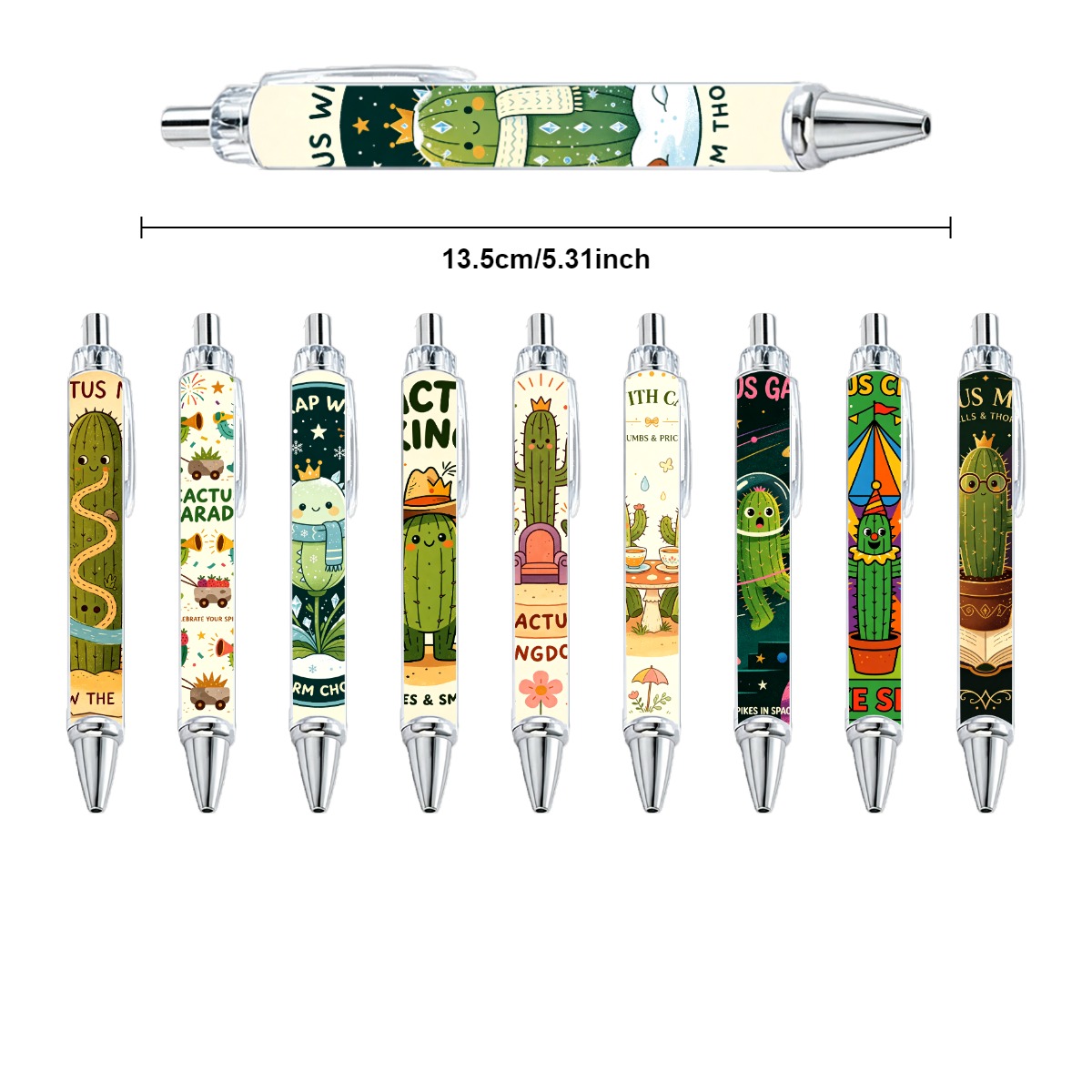 Cactus Theme Gel Pens - 10-Pack