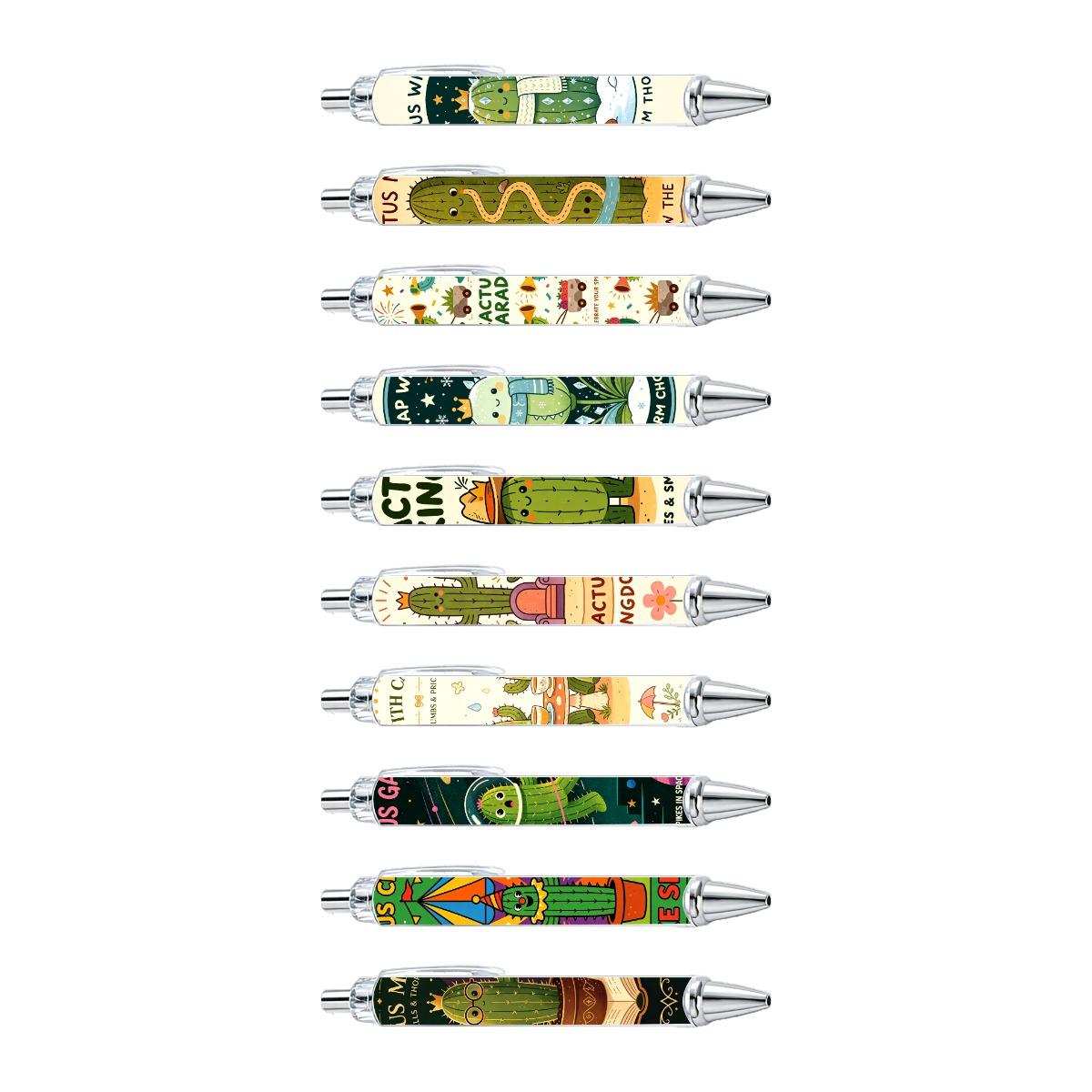 Cactus Theme Gel Pens - 10-Pack