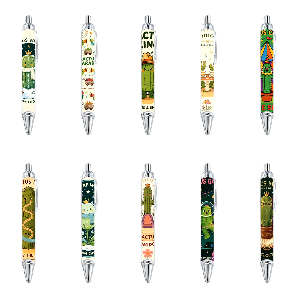 Cactus Theme Gel Pens - 10-Pack