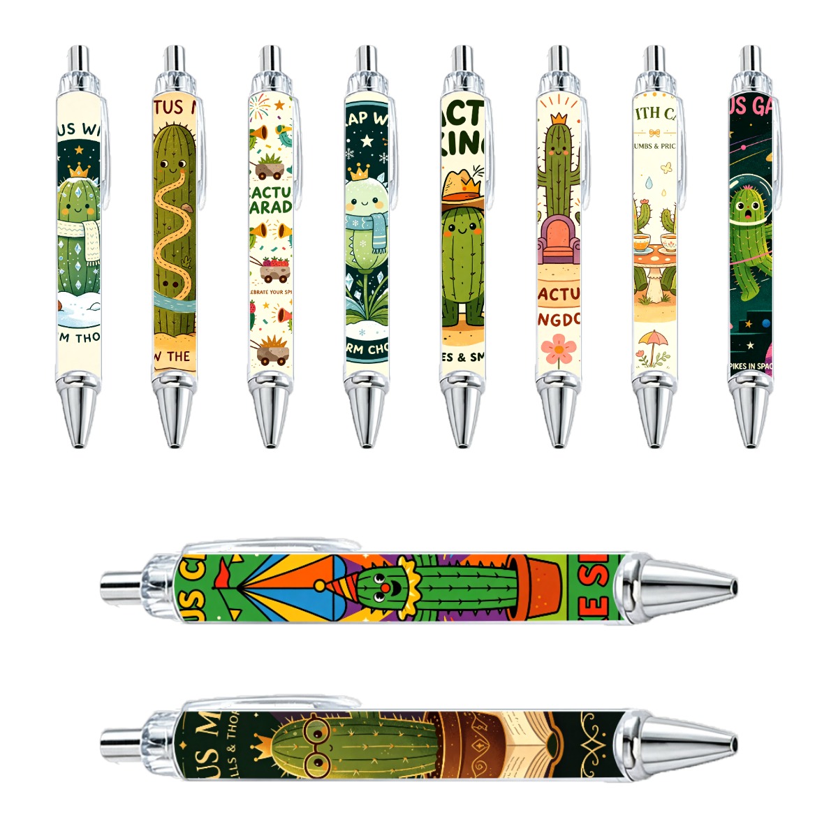 Cactus Theme Gel Pens - 10-Pack