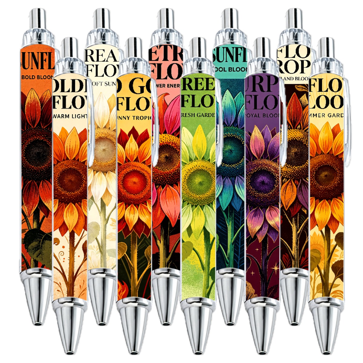 Sunflower Push Pens - 10-Pack