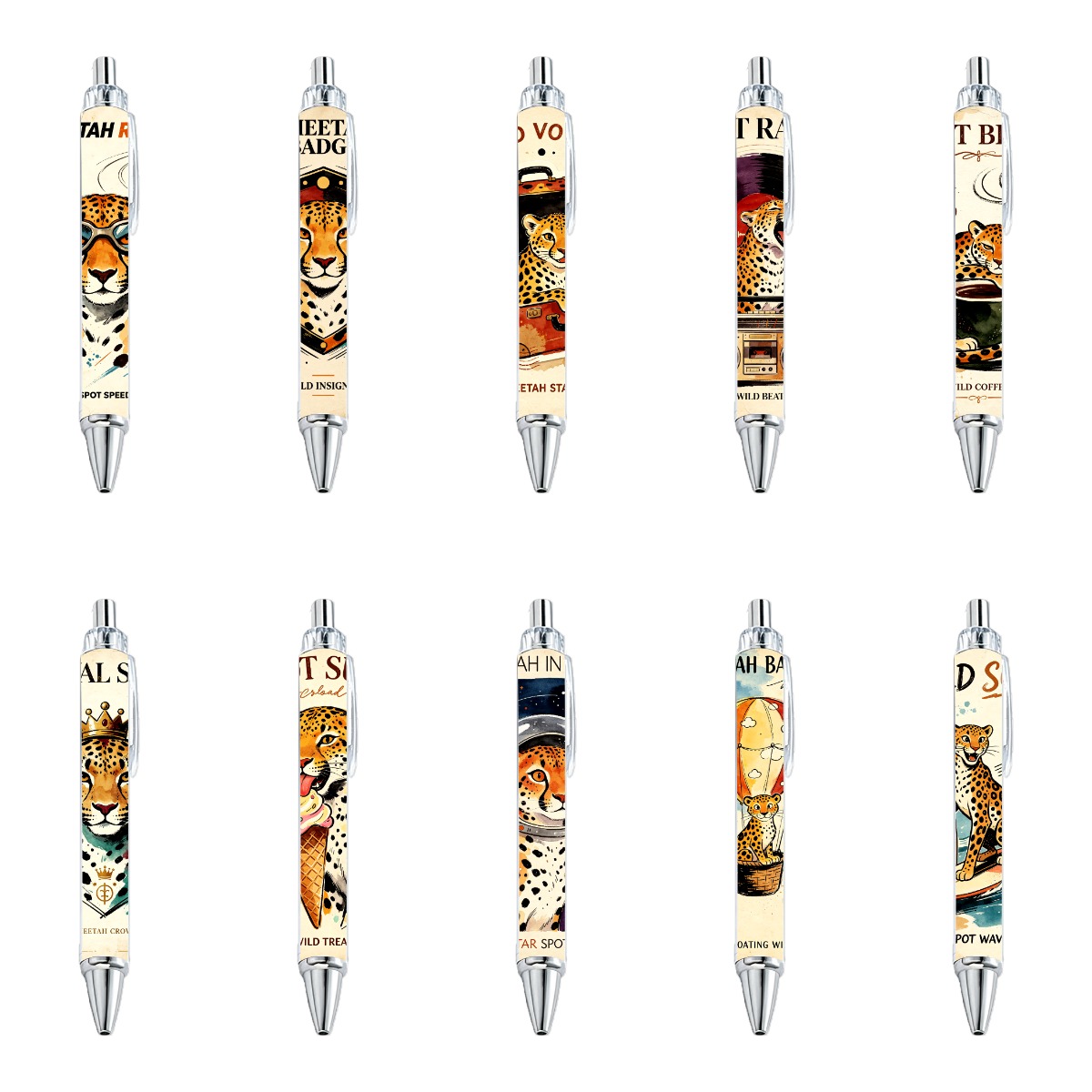 Cheetah Gel Pens - 10-Pack