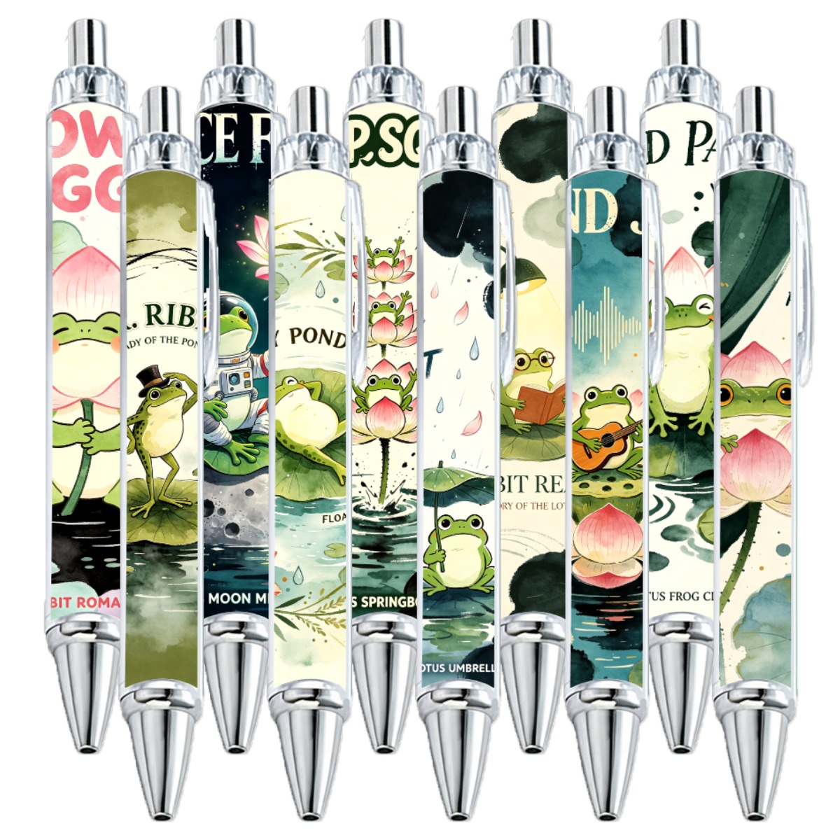 Frog And Lotus Watercolor Gel Pen - 10-Pack