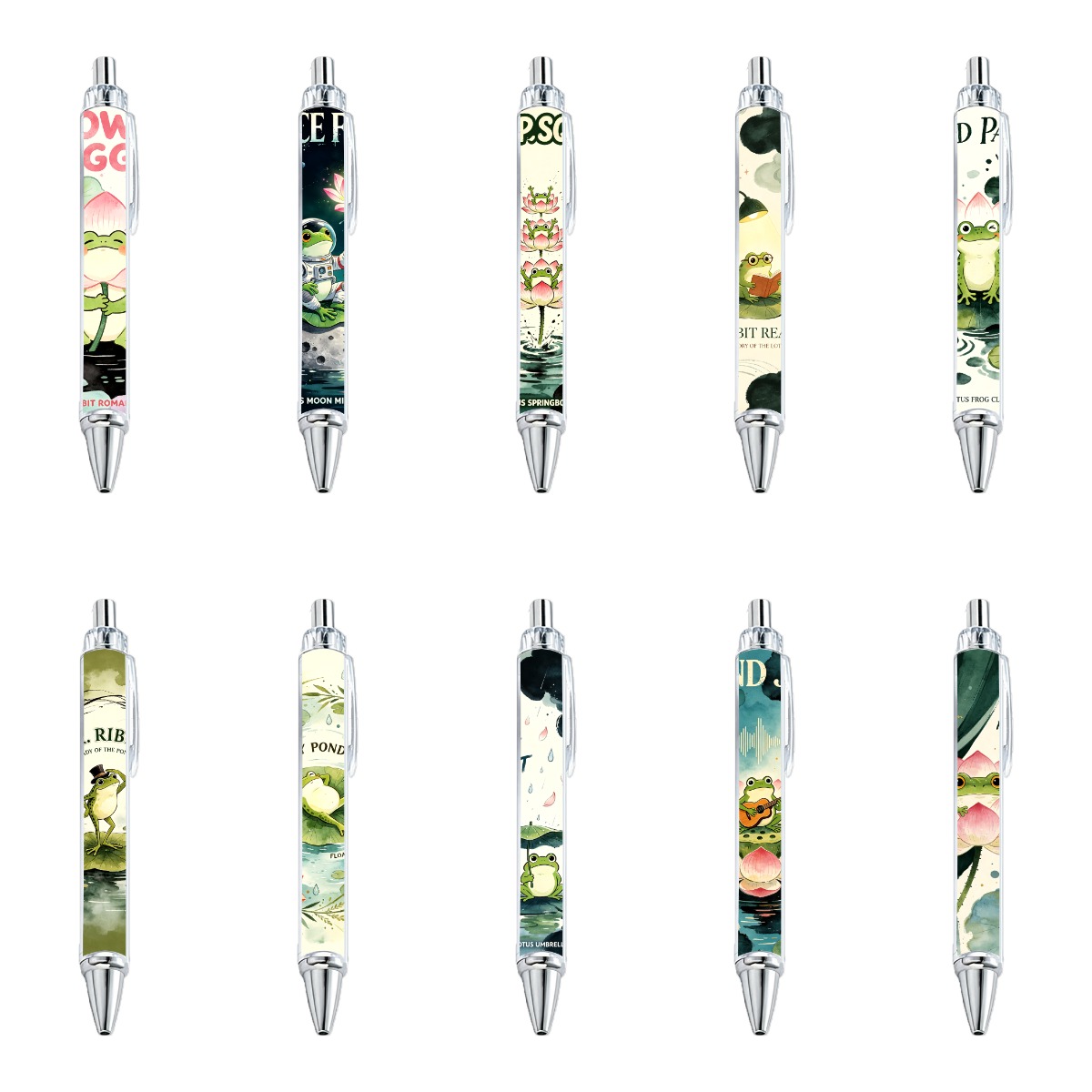 Frog And Lotus Watercolor Gel Pen - 10-Pack