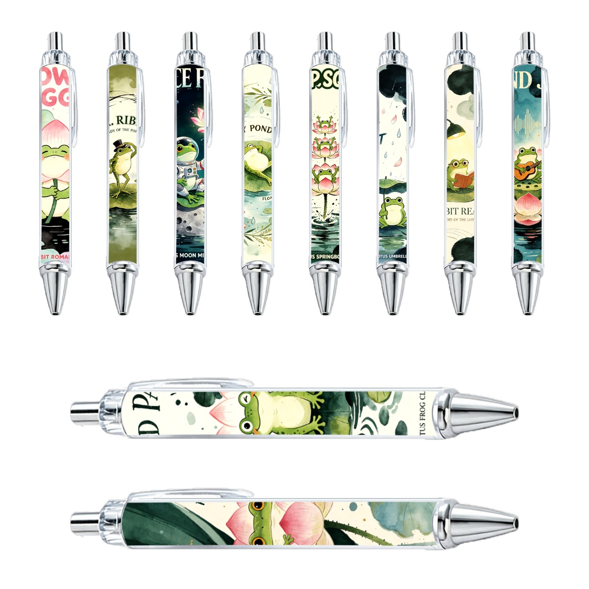 Frog And Lotus Watercolor Gel Pen - 10-Pack