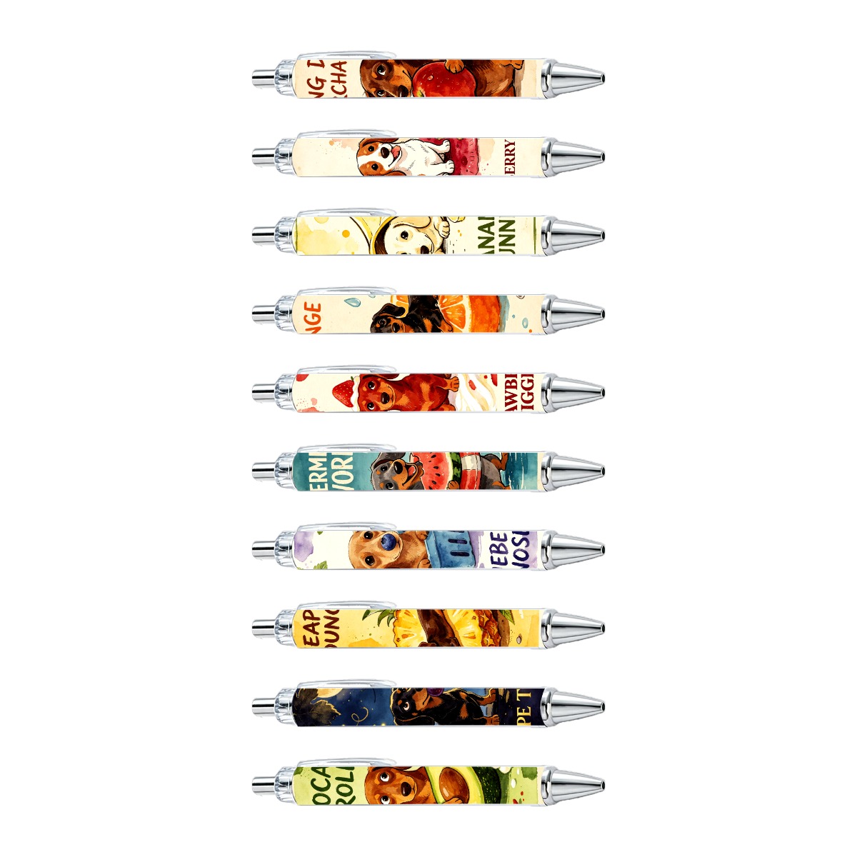 Dachshund And Fruit Watercolor Gel Pens - 10-Pack