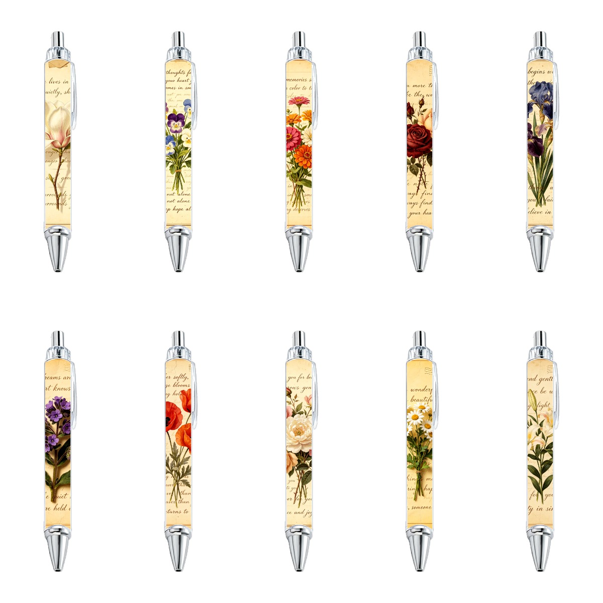 Floral Gel Pens - 10-Pack