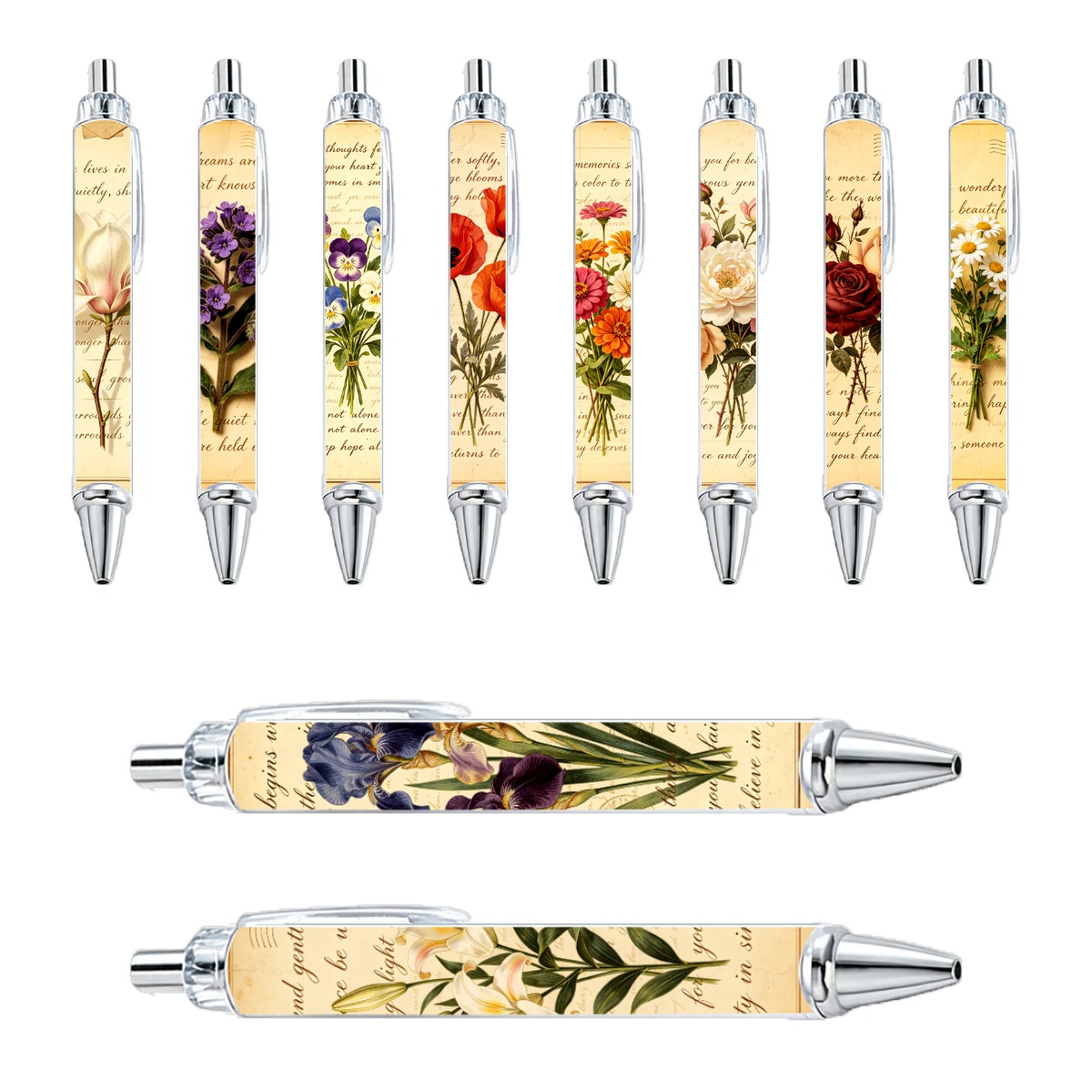 Floral Gel Pens - 10-Pack