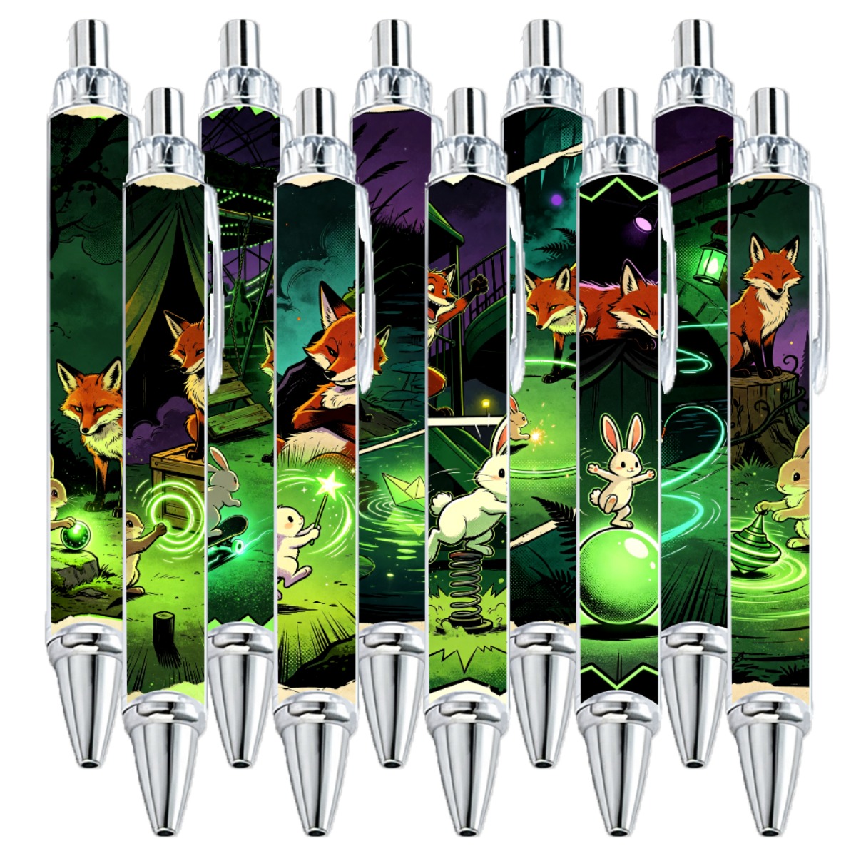 Mystical Forest Fox And Bunny Mechanical Pencils - 10-Pack