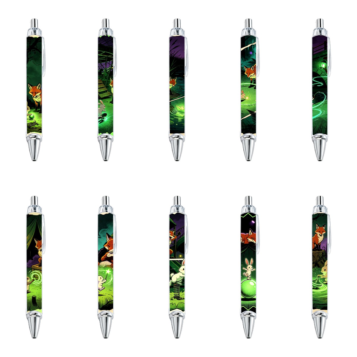 Mystical Forest Fox And Bunny Mechanical Pencils - 10-Pack