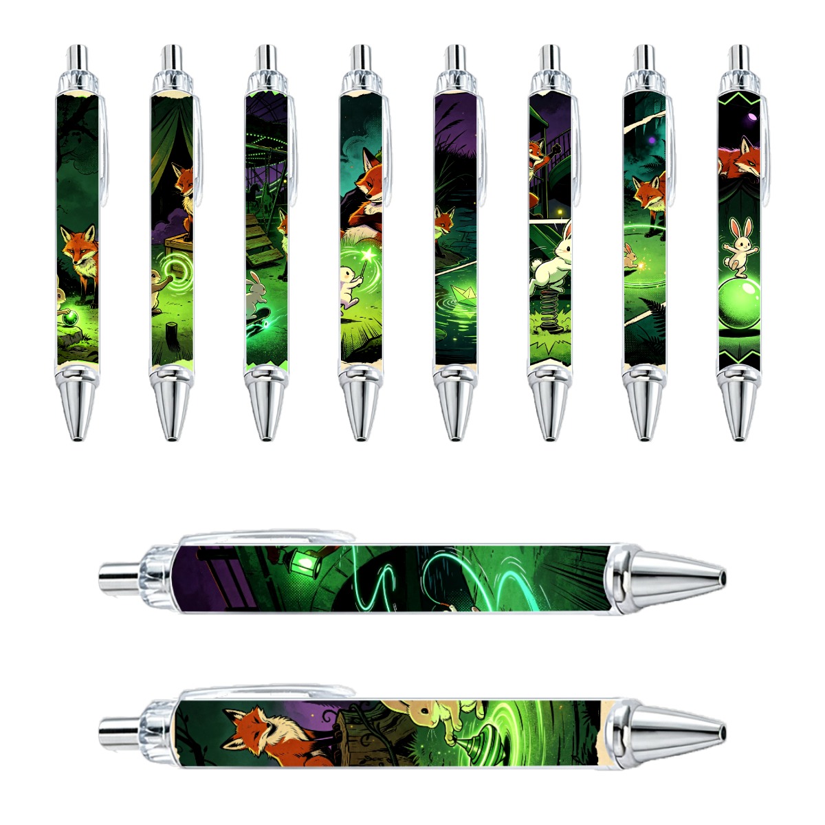 Mystical Forest Fox And Bunny Mechanical Pencils - 10-Pack