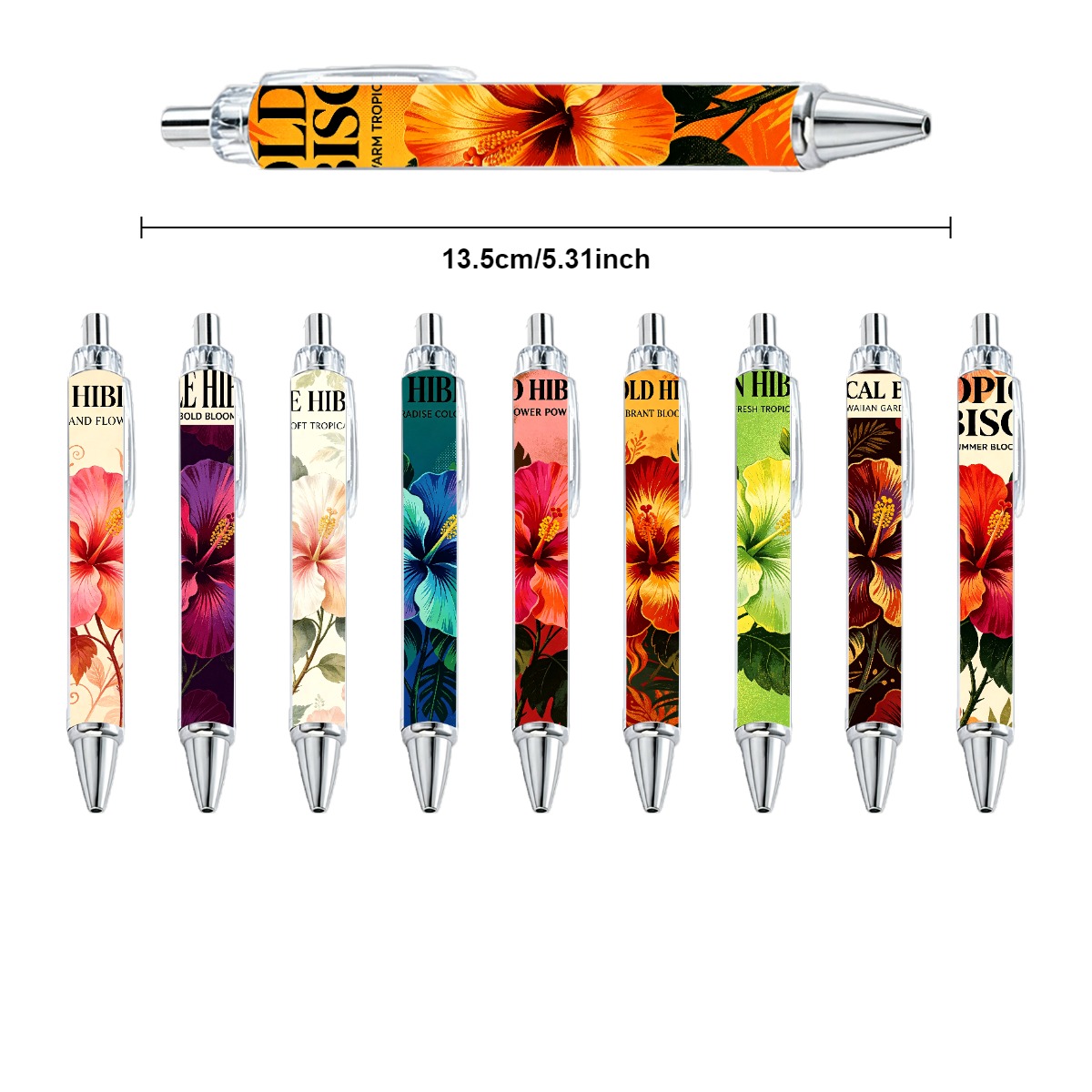 Tropical Hibiscus Flower Gel Pens - 10-Pack
